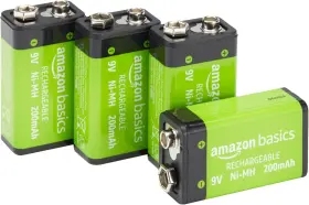 Cor00003 Amazon Basics Rechargeable 9 Volt Batteries 4-pack Nimh 200 Mah Long