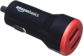 Cla-2u5480 Amazonbasics Black Red Dual-port Usb Car Charger For Apple And Android Devices