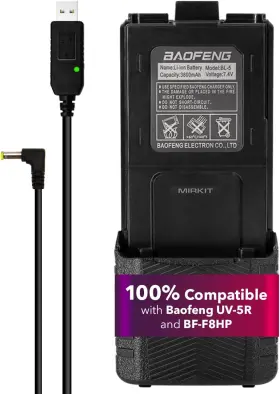Bl-5l Baofeng 726084250765 Mirkit Uv5r Battery 3800mah With Usb Charging Cable Compatible Baofen