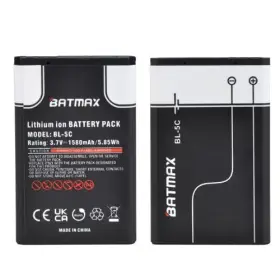 1108 Batmax 738635161918 2pc 3.7v 1580mah Bl5c Battery For Household Radio Nokia 1000 1010 1100 Rete