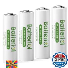 Batteriol B0db4h9w78 Aa Lithium Batteries 3000mah 1.5v 4-pack For Blink Camera Flashlight