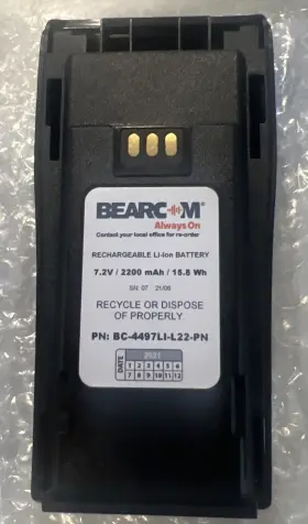 Bc449lll22pn Bearcom Bpv134 Battery 7.2 2200 Mah 15.8 Wh Rechargeable Radios