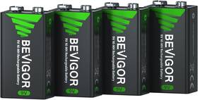 Bevigor 705353453670 9v Rechargeable Batteries Nimh 2000mwh Long Lasting Power High Capacit