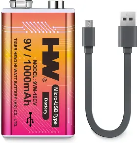 9vm-10cv-1 Hw 9v Li-ion Rechargeable Battery 9 Volt/1000mah 9000 Mwh Long 1 Packs