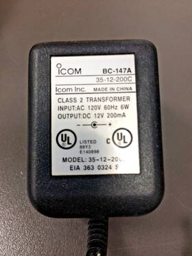 Icom Bc-147a 12v Power Cord For The Desktop Charger Bc-146