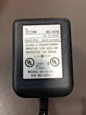 Bc-147a Icom 12v Power Cord For The Desktop Charger Bc-146
