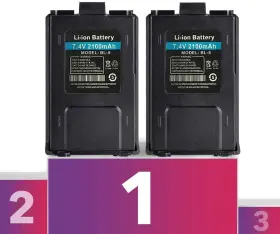 Mirkit 663701227970 2pcs Battery Bl5 2100mah High Capacity For Baofeng Two-way Ham Radio Dm 5r Pl