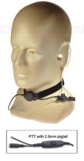 Otto Engineering V1-t42mg157 Throat Mic With Acoustic Tube Standard Ptt / 2.5mm Jack Nos