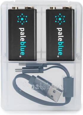 Paleblue Pb-9v Usb Rechargeable 9v Batteries 2-pack - 4500mwh Lithium Colorless