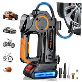 Hs-08 Parklycar Tire Inflator Portable Air Compressor - Rechargeable 21v Battery Powered