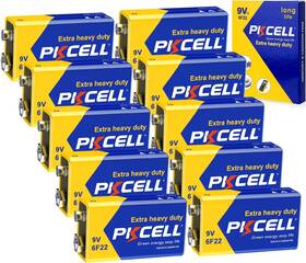 Pkcell 4330205932 9v Battery Carbon Zinc For Smoke Detectors 6f22 10- Count