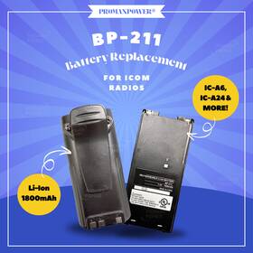 Promaxpower Bic0211l-1800 Icom Bp211 Battery Replacement - For Ic-a6 Ic-a24 Ic-v82 And More