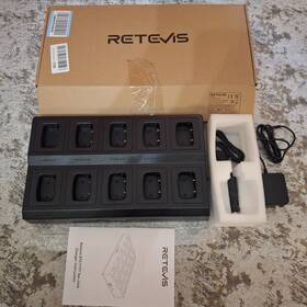 Retevis Rtc777t Charger 10-way Gang Charging Station Black Walkie Talkie Dock