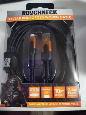Roughneck 794080237066 Heavy Duty Sync And Usb To Fast Charger Reinforced Woven Cable 10 Foot