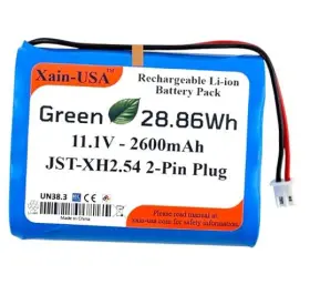 Xain-11.1v2.6-xh2.54-2p Shenzhen A&s Power Technology Co. & Pkcell Powerful Replacement 11.1v Li-ion Battery. 2600mah Capacity 3s1p Config Jst