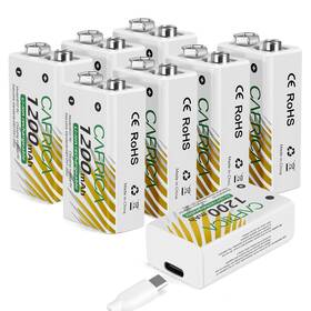 Temibatt 762736017188 9 Volt Lithium Battery 8 Pack Rechargeable 9v Batteries For