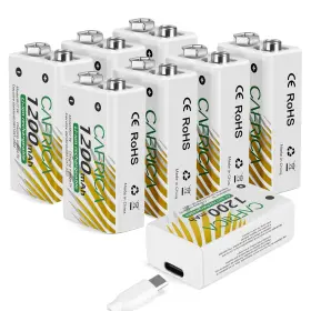 Temibatt 762736017188 9 Volt Lithium Battery 8 Pack Rechargeable 9v Batteries For