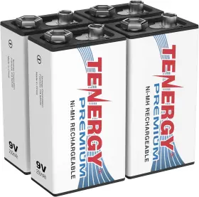 90495 Tenergy Premium 9v Batteries Rechargeable High Drain 250mah Nimh 4 Pack
