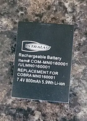 160001 Ultralast 7.4v 800mah 5.9wh Li-ion Replacement Battery For Cobra Two-way Radio