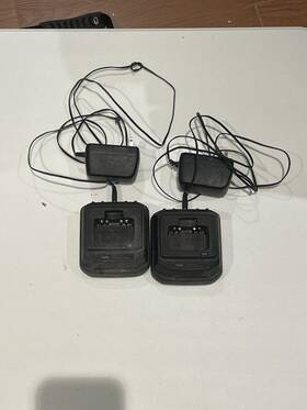 Vertex Cd-16 Pa23b Desktop Charger Lot Of 2 With Adapter Oem For Two-way Radios