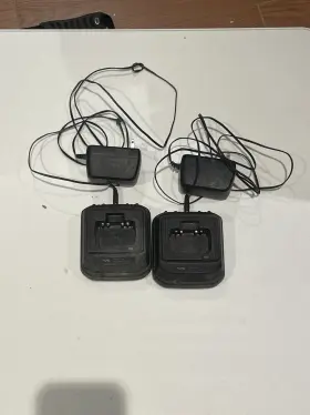 Pa23b Vertex Cd-16 Desktop Charger Lot Of 2 With Adapter Oem For Two-way Radios