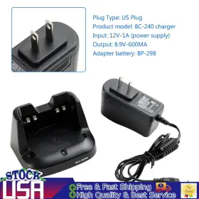 E002-c177 Vipjq Bc-240 Charger Bp-298 Battery Fast Rapid Dock For Icom V86 U86 Two Way Radio Us