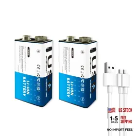 Weirui 679070180389 2 Pack Usb 9v Li-ion Rechargeable Battery High Capacity 650mah