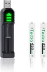 Tectra 2X Aaaa Batteries, Ni-mh Rechargeable Battery + Led Usb Charger For New. Price: $18.95.