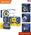 Allmax 9V Ultra Long-lasting Alkaline Batteries Pack 4 With Leakproof Seal New. Price: $13.99.
