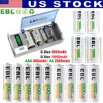 Lot Ebl D Size Cell Rechargeable Batteries Aaa Battery , Optional Charger New. Price: $29.99.