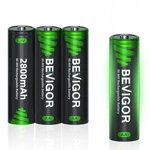 Bevigor Aa Rechargeable Batteries 2800 Mah High Capacity 1500 Cycle, 1.2V Nimh New. Price: $23.74.