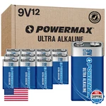 Powermax 12-COUNT 9V Alkaline Batteries Ultra Long Lasting For Home New. Price: $31.50.