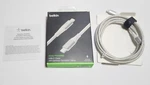 Unused White Belkin Boost Charge Braided Usb-c To Lightng Cable 6.6FT/2M Open. Price: $29.99.