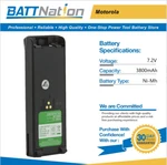7.2V 3800MAH Nimh Battery For Motorola NTN7143, NTN7143A, NTN7143B, NTN7143CR New. Price: $35.00.