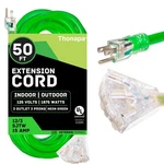 50 Foot Outdoor Extension Cord With Electrical Power Outlets - 12/3 Sjtw Green New. Price: $57.99.